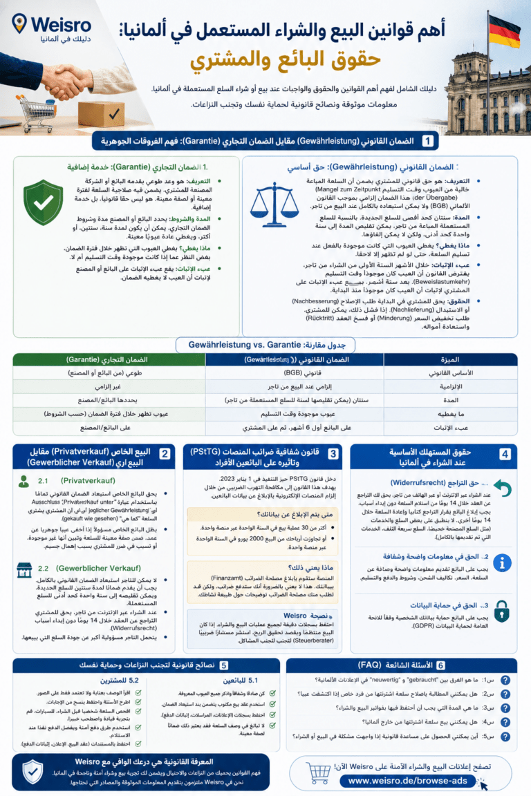 أهم قوانين بيع وشراء المستعمل في ألمانيا 2026 عبر وايسرو weisro