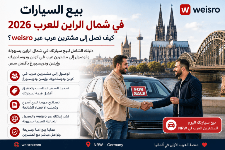 بيع السيارات في شمال الراين للعرب 2026 عبر وايسرو weisro بأفضل سعر وأسرع طريقة