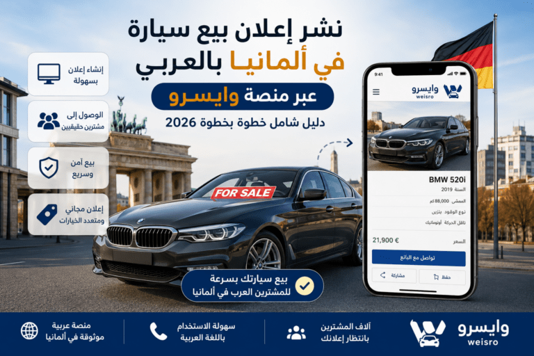 نشر إعلان بيع سيارة في ألمانيا بالعربي عبر منصة وايسرو weisro