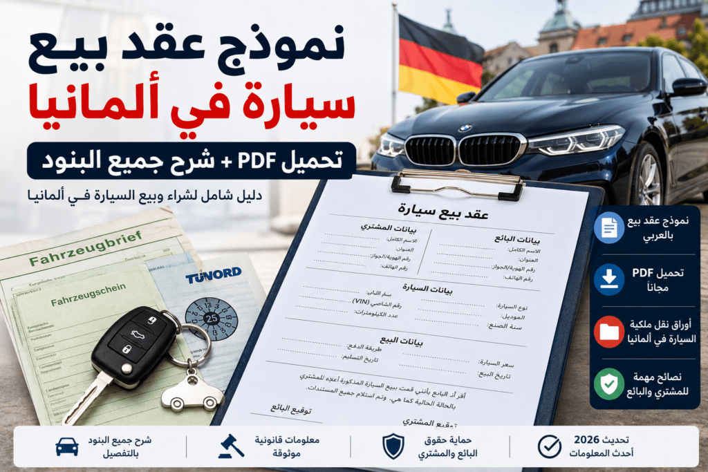 نموذج عقد بيع سيارة في ألمانيا بالعربي PDF