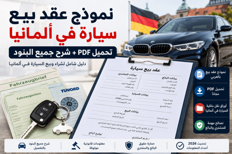 نموذج عقد بيع سيارة في ألمانيا بالعربي 2026 pdf