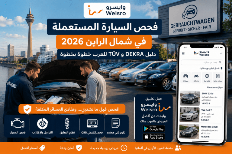 فحص السيارة المستعملة في شمال الراين 2026 عبر وايسرو weisro