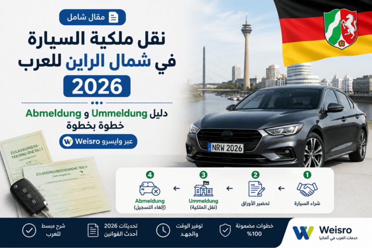 نقل ملكية السيارة في شمال الراين 2026 Ummeldung و Abmeldung للعرب